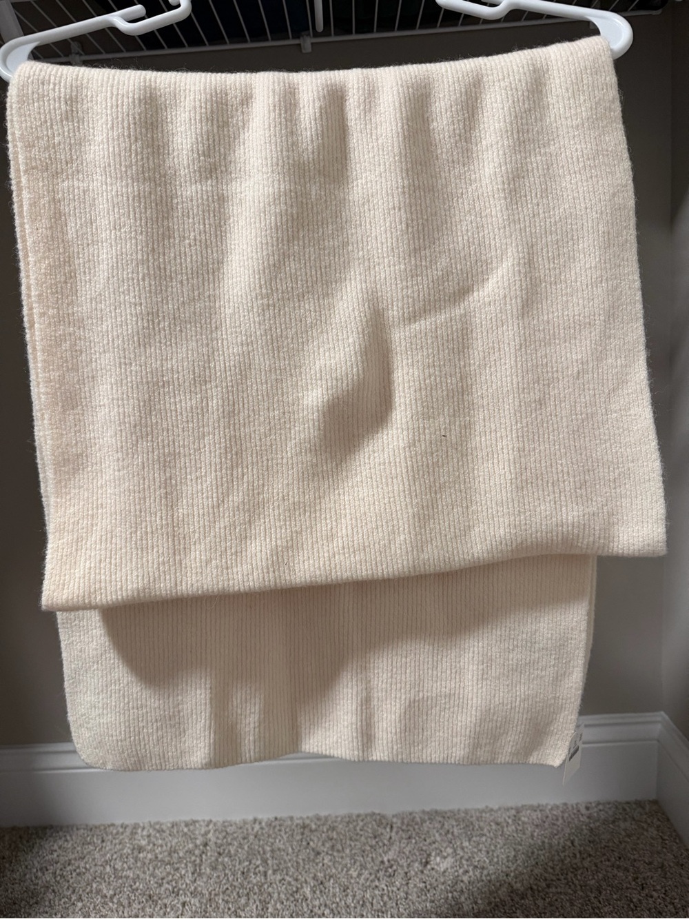 J. Crew Cream Ribbed Knit Scarf